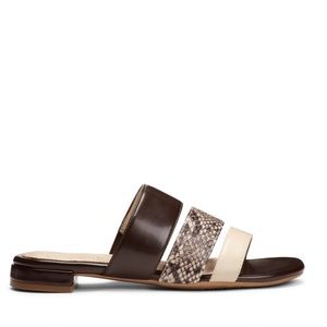 ✨Aerosoles DSW Backdown Strappy Brown Tan Snake Slide Sandals 8.5US